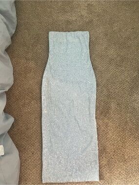 Meshki Sparkle Knit Maxi Dress in Light Blue